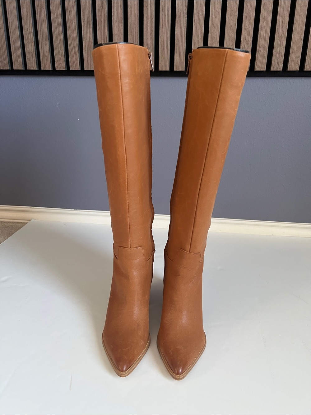 Nine West Brixe Tall Pointed toe Knee-High Boots in Cognac Brown